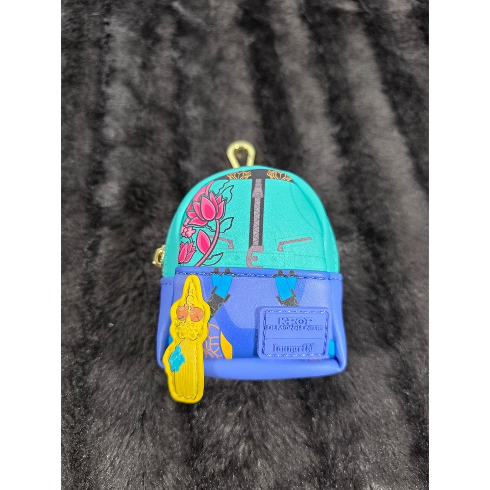 Loungefly K-Pop Demon Hunters Mini Backpack Keychain Bag Charm Teal Purple